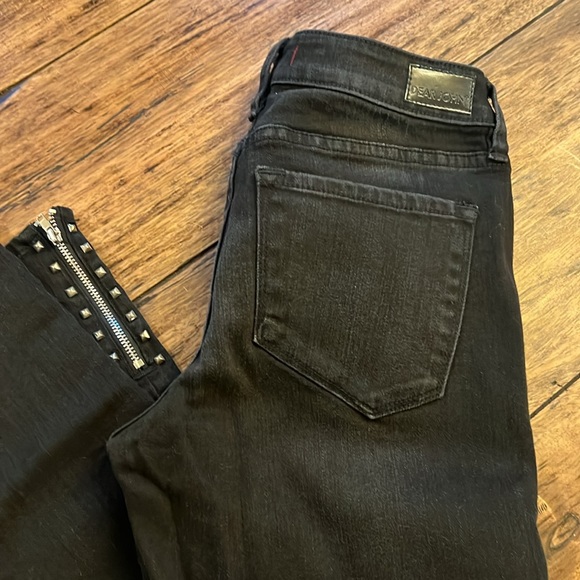 Dear John Black Skinny Jeans with Zipper Studded Hem.  Size 26 - Picture 2 of 4